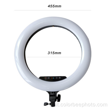 Luce ad anello per selfie a led da 18 pollici dimmerabile RGB